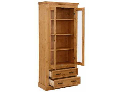 Cristaleira vitrine de madeira maciça com duas gavetas acabamento em cera | Coleção England Cristaleira vitrine de madeira maciça com duas gavetas acabamento em cera | Coleção England